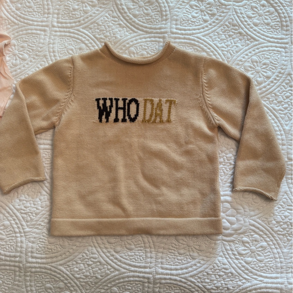 Girls Saints Sweater with 'Who Dat' Design